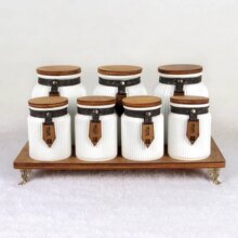 پاسماوری 7پارچه رنگی استنددار درب چوبی ست